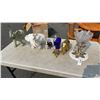 Image 1 : LOT OF ELEPHANT FIGURES, BRASS AND OTHER AND GLASS BIRD DISH