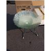 Image 2 : 3 BOXES OF GLASS AND CRYSWTAL, GLASS PLATTER AND BOWL, PEDESTAL VASE, STEMWARE, ETC