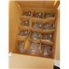 Image 3 : 3 BOXES OF GLASS AND CRYSWTAL, GLASS PLATTER AND BOWL, PEDESTAL VASE, STEMWARE, ETC