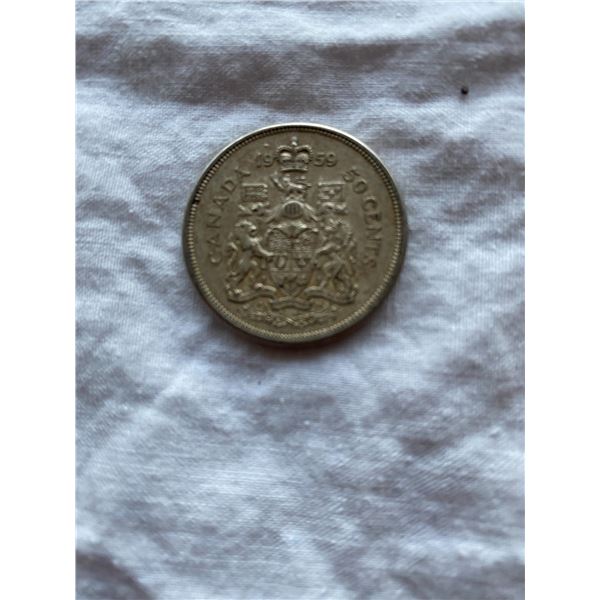 1959 Canada .50c silver coin
