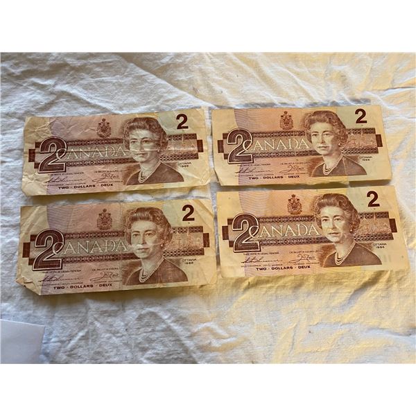 4-$2 Canadian bills 1986