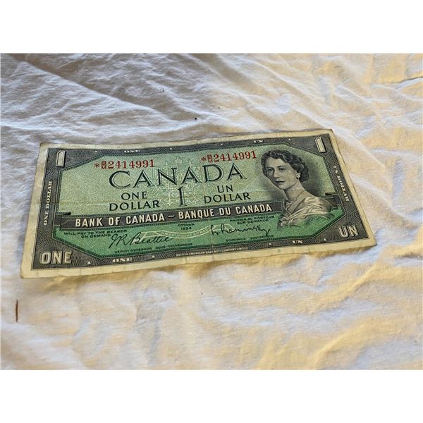 1954 Canadian $1 bill
