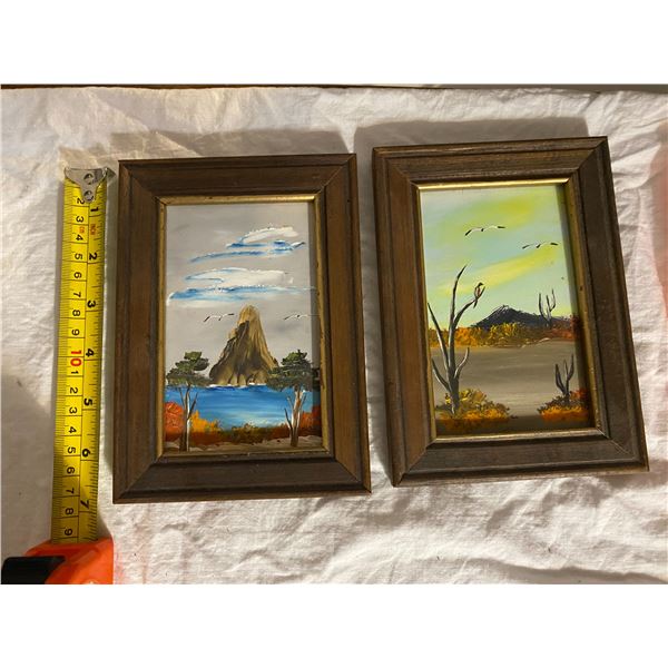 2 smaller oil on board pictures