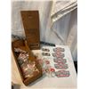 Image 1 : Wood box, patches and key rings