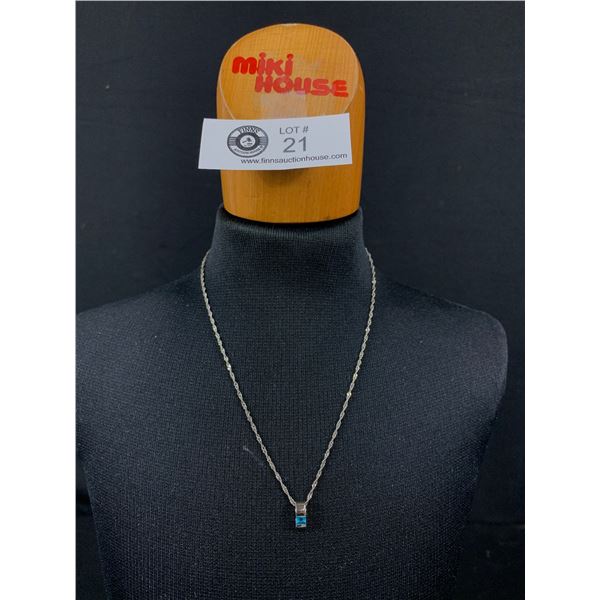 925 Sterling Silver with Blue Topaz Pendant Necklace