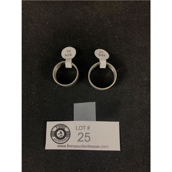 2 Mens Stainless Steel Ring Bands, New Size 19 and 21