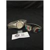 Image 1 : Vintage Navajo Watch Bracelet W/Turqoise & Coral Inlaid Bear Paw Design ends & Working Quarts Watch
