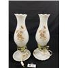 Image 1 : Pair Vintage Milk Glass Hurricane Electric Table Lamps Great Condition Working