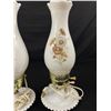 Image 2 : Pair Vintage Milk Glass Hurricane Electric Table Lamps Great Condition Working