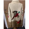 Image 2 : Vintage Cowichan Handknit Zippered Cardigan Jacket Pheasant Hunting 24" arm pit to arm pit