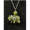 Image 2 : Carved Jade Bear Necklace 14" Long
