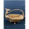 Image 2 : Hand Carved Wood Teddy Bear with Movable Arms and Feet,A Well Crafted Wood Basket with Handle and a 
