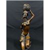 Image 2 : Heavy Hand Carved African Ebony Wood Head Sculpture Plus a 12" T Bronze Resin Figurine