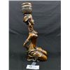 Image 3 : Heavy Hand Carved African Ebony Wood Head Sculpture Plus a 12" T Bronze Resin Figurine