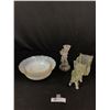 Image 1 : Vintage Clear Glass Horse and Carriage Planter, a Clear Glass Cupid Candle Holder and a set of 6 Opa