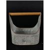 Image 2 : Vintage Hand Crafted Metal Basket with Original Wood Handle and Hand Crafted Wood Vintage School Hou