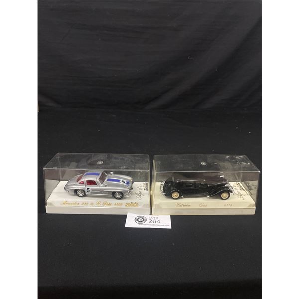 2 Solido Die Cast Cars in Museum Cases