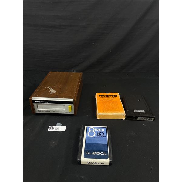 Vintage 8 Track Lot. Magnavox Stereo Player, Adapter Etc