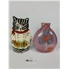 Image 1 : Hand Blown Large signed Pink Vase Painted, By Margot T 81 Plus NINA LYMAN Cat Vase Hand Painted, Sig