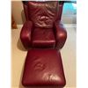 Image 1 : Natuzzi Red Leather Chair and Ottoman