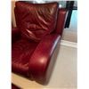 Image 2 : Natuzzi Red Leather Chair and Ottoman