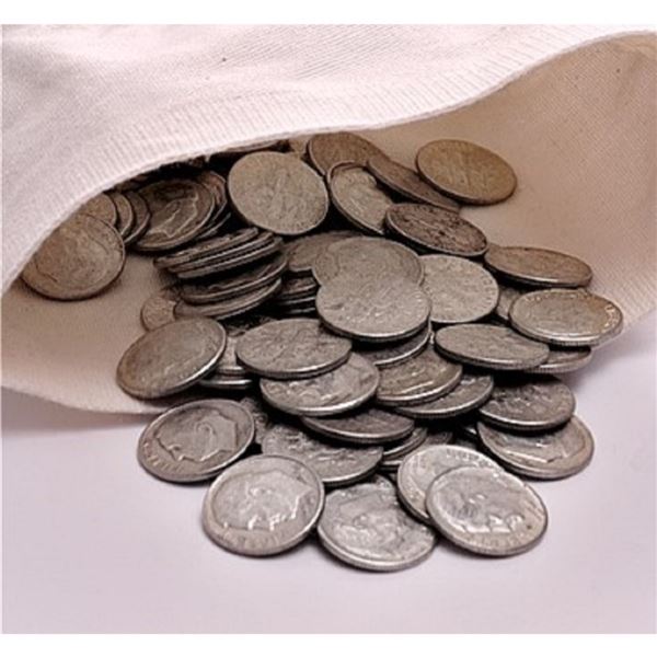 500 pcs. Roosevelt 90% Silver Dimes in Canvas Bag