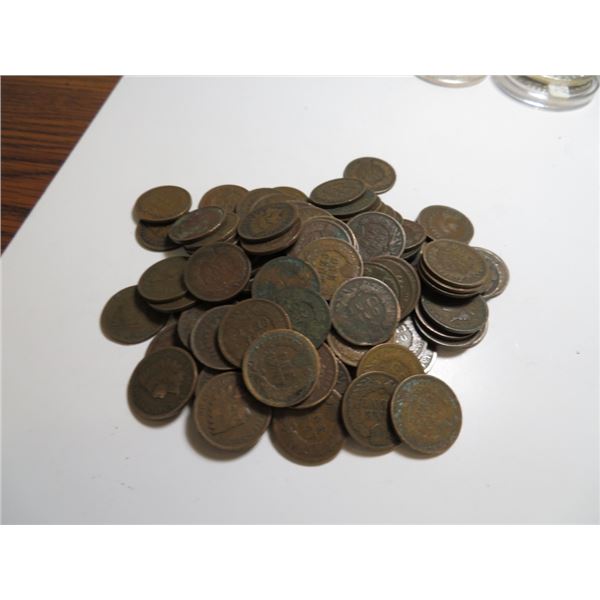 100 Indian Head Cents - Various Dates and Grades