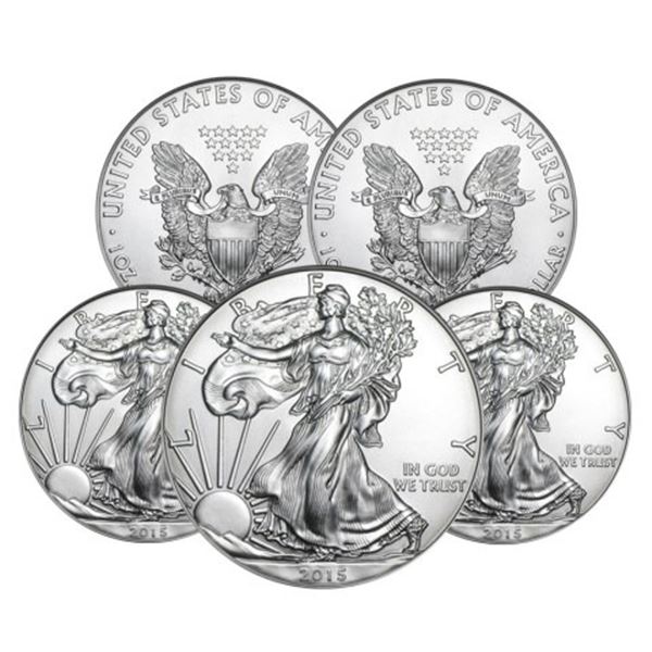 (5) Random Date US Silver Eagles