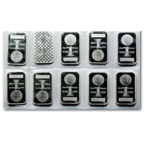 (10) Morgan Design 1 oz Silver Bars