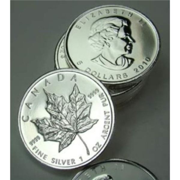 Lot of (10)  Canadian Maple Leaf 1 oz Silver