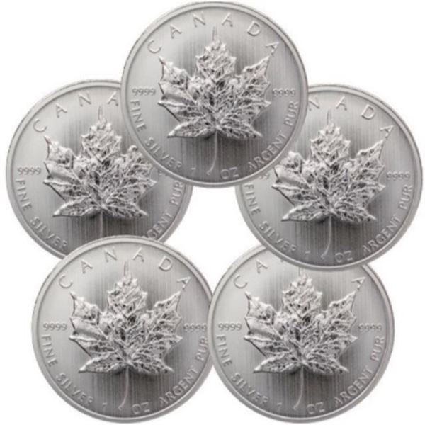 Lot of (5) Silver Canadian Maple Leaf's