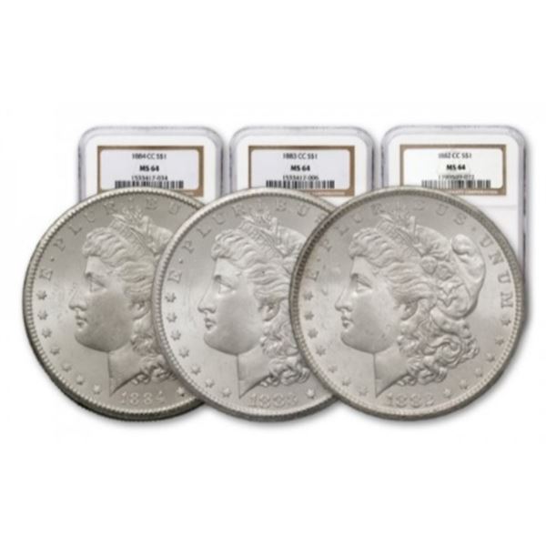 1882 - 1883 - 1884 CC MS 64 NGC Morgan Dollars