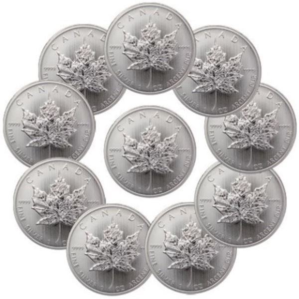 (10) 1 oz Silver Canadian Maple Leaf's