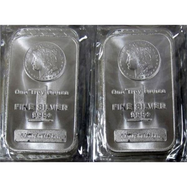 (2) Silver 1 oz. Morgan Design Bars