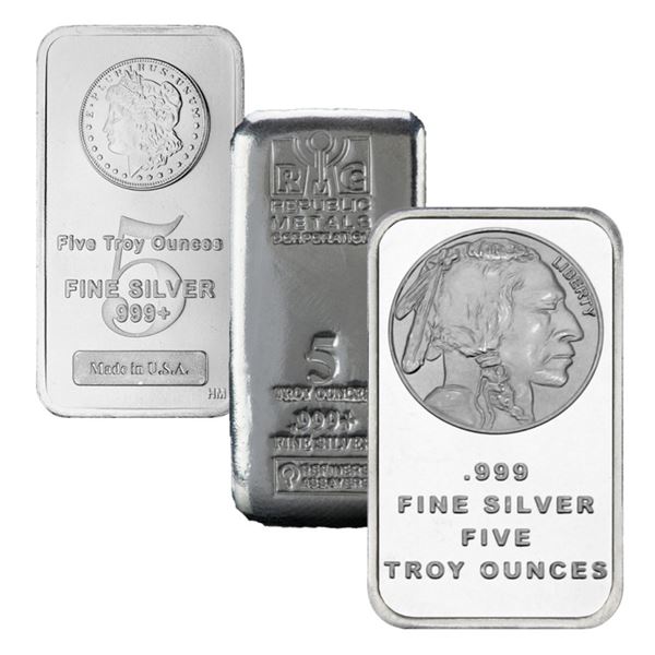 (1) Random type 5 oz. Silver Bar