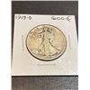 Image 1 : 1919 D Good Walking Liberty SIlver Half Dollar