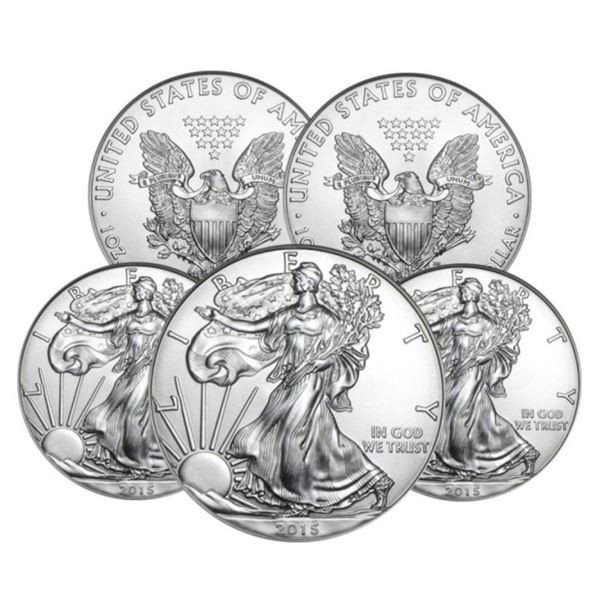 (5) RANDOM DATE  US Silver Eagles - Uncirculated