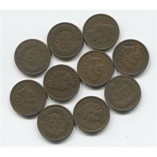 Lot of 10 Indian Head Random Date Cents