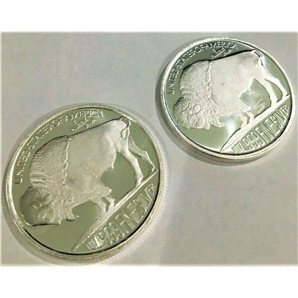 (2) 1 oz Silver Buffalo Design Rounds