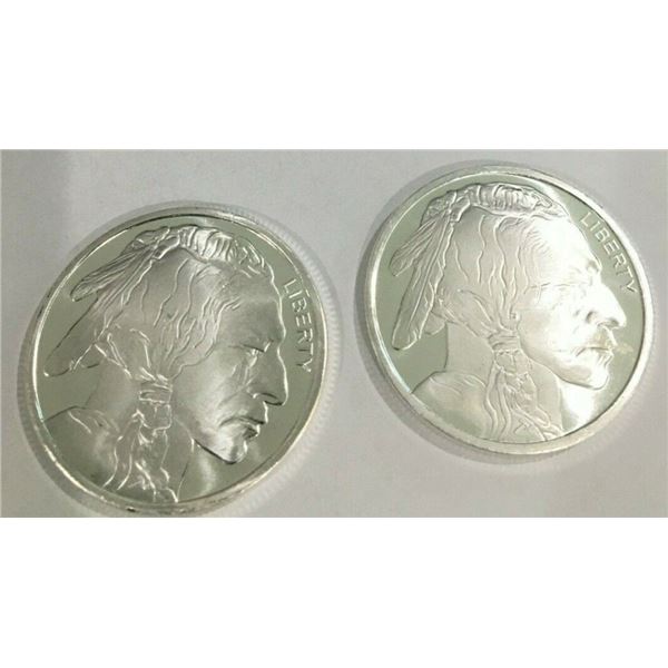 (2) 1 oz Silver Buffalo Design Rounds