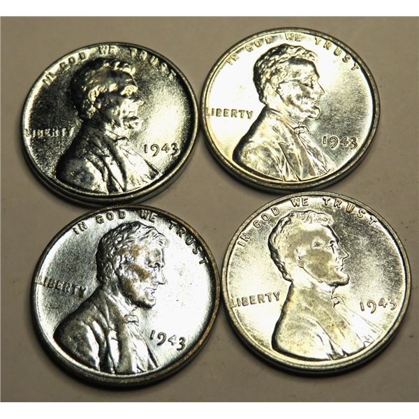 (4) GEM BU Lincoln Steel Wheat Cent