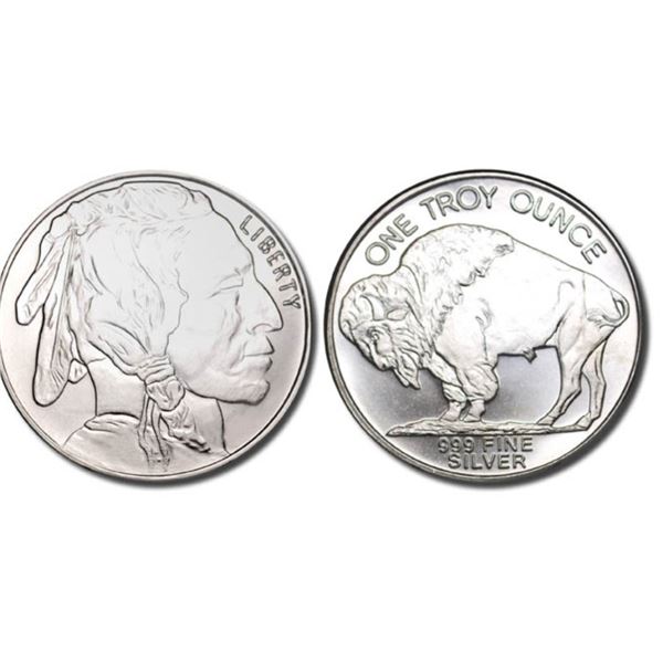 One 1 oz Silver Buffalo Design Round