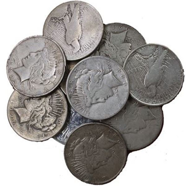 (10) Random Date Peace Silver Dollars