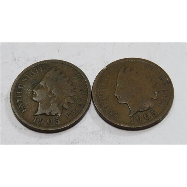 (2) 1905 Indian Head  Cents