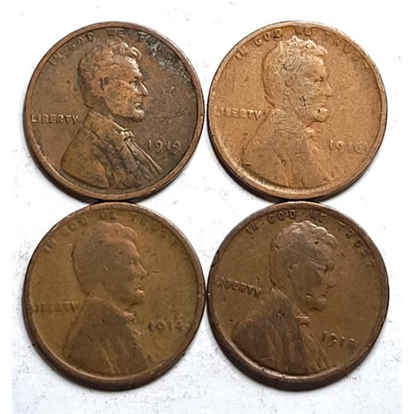 1914-16-18-19 Teen Wheat Cents