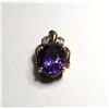 Image 1 : 14k YG Amethyst and Diamond Pendant