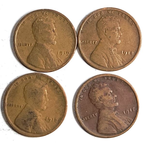 1912-17-18-19 Teen Wheat Cents