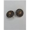 Image 1 : Sterling SIlver Round Post Earrings w/ Bead Design