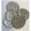 Image 1 : Lot of 5 Franklin Half Dollars 90% Silver