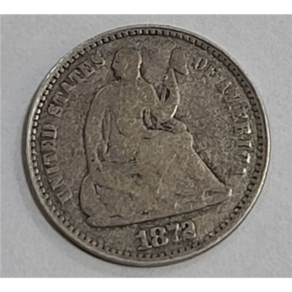 1872 Seated Liberty Half Dime